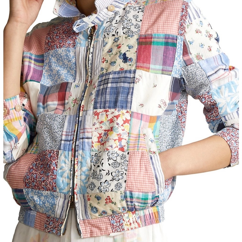 Ralph Lauren Women Patchwork Madras Bomber Jacket! BNWT Size SP.